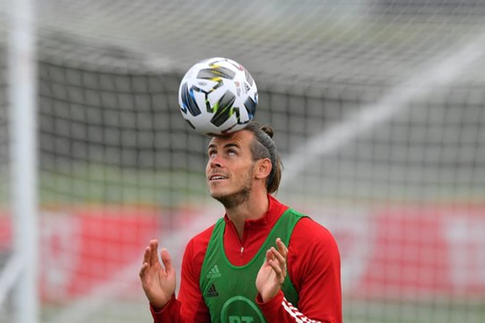 Real Madrids Star Gareth Bale beim Training der walisischen Nationalmannschaft.
