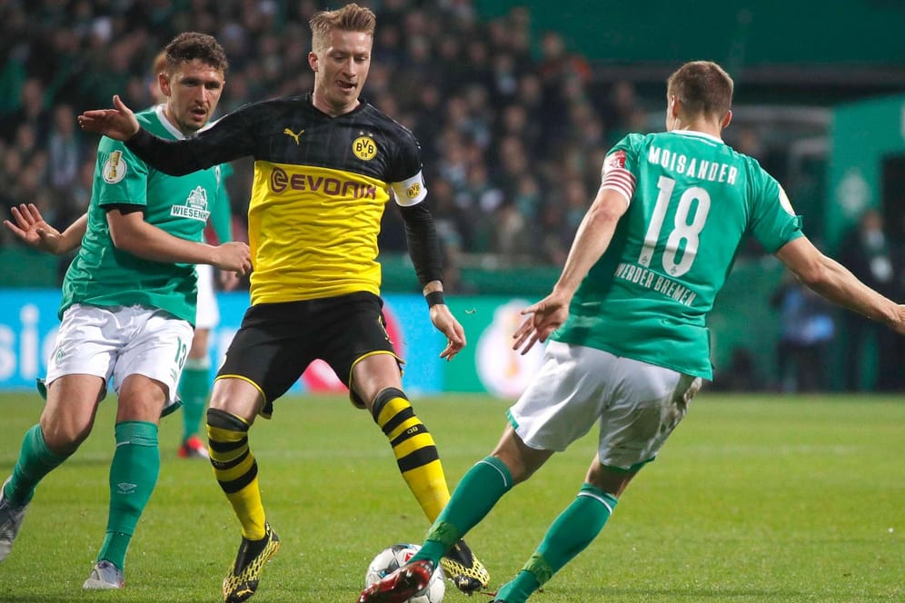 BVB-Spieler Marco Reus: Im Pokal-Achtelfinale gegen Werder Bremen am 04.02.2020 hatte sich Reuss verletzt und sein bislang letztes Pflichtspiel bestritten.