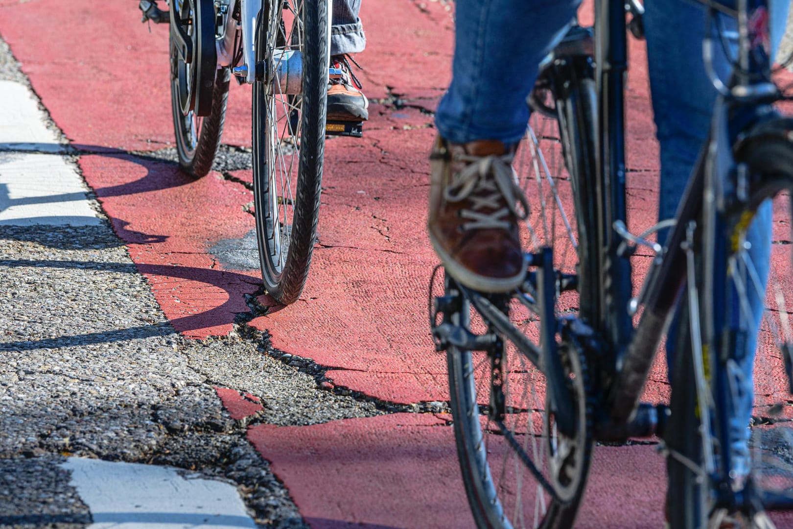 Radfahrer fahren auf einem Fahrradweg (Symbolbild): Eine Wolfsburgerin ist auf ihrem Fahrrad von einem Pkw erfasst worden.