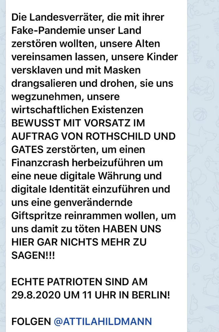 In der Gruppe wird gegen Politiker und Unternehmer gehetzt.