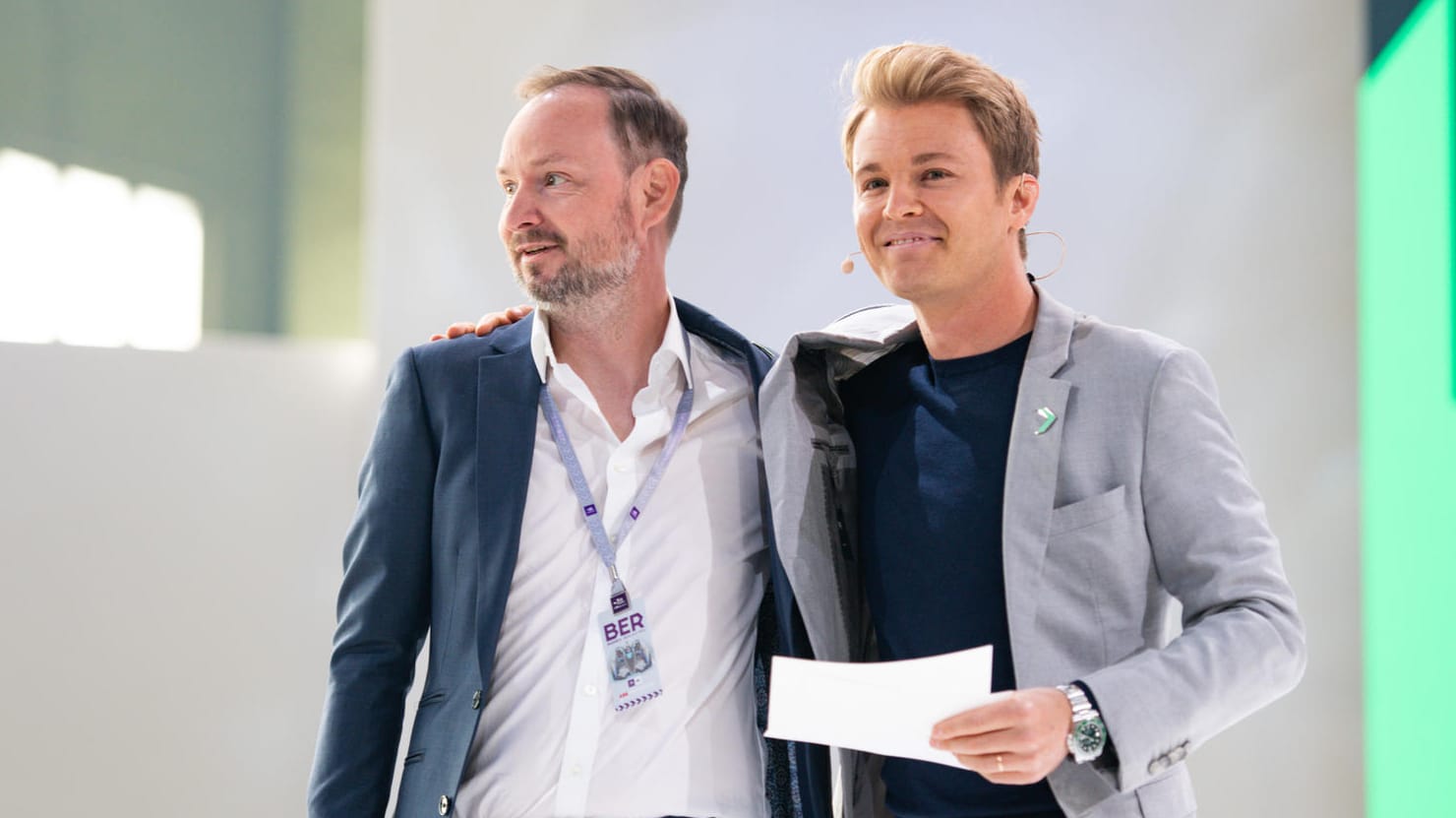 Marco Voigt und Nico Rosberg auf dem Greentech Festival 2019: Auf der Veranstaltung werden unter anderem Innovationen im Bereich Nachhaltigkeit vorgestellt.