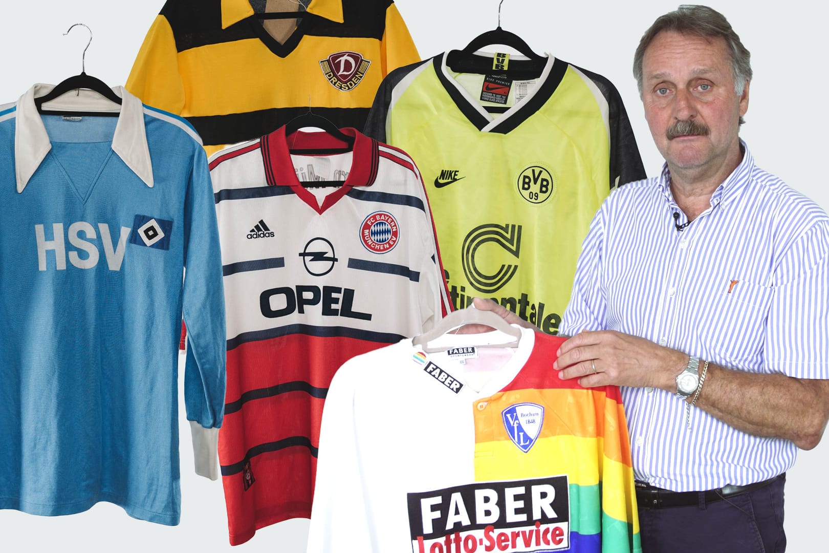 Peter Neururer: Der legendäre Coach erzählt seine liebsten Anekdoten zu den Kulttrikots der Bundesliga-Geschichte.