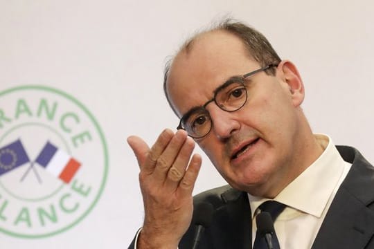 Frankreichs Premier Jean Castex bei einer Pressekonferenz in Paris.