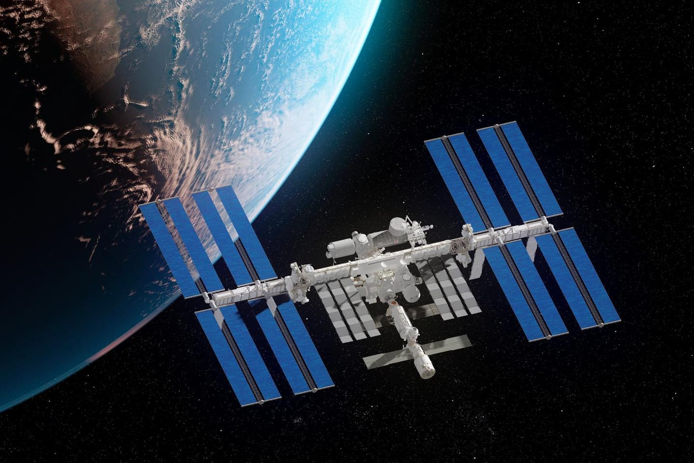 Illustration der ISS im All: Die Raumstation droht, Weltraumschrott gefährlich nahe zu kommen.
