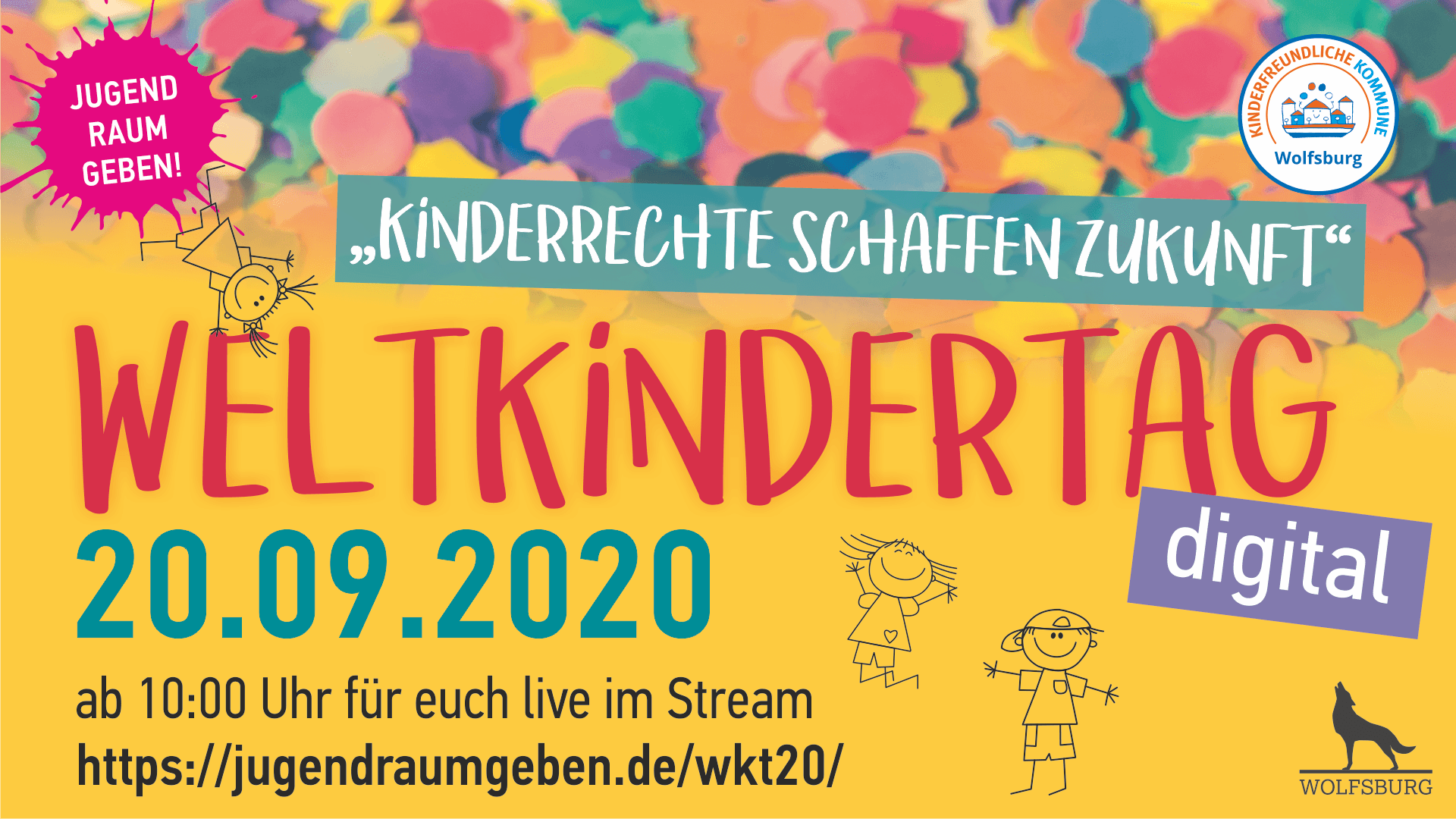 Das Logo des diesjährigen Weltkindertages in Wolfsburg: Wegen der Corona-Pandemie muss er digital stattfinden.