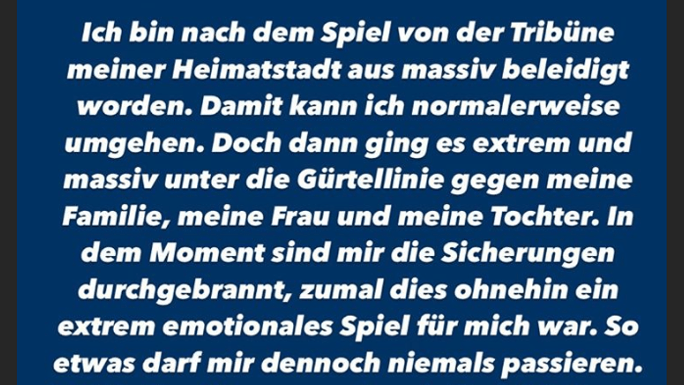 Toni Leistner: In einer Instagram-Story entschuldigt sich der HSV-Profi für sein Verhalten.