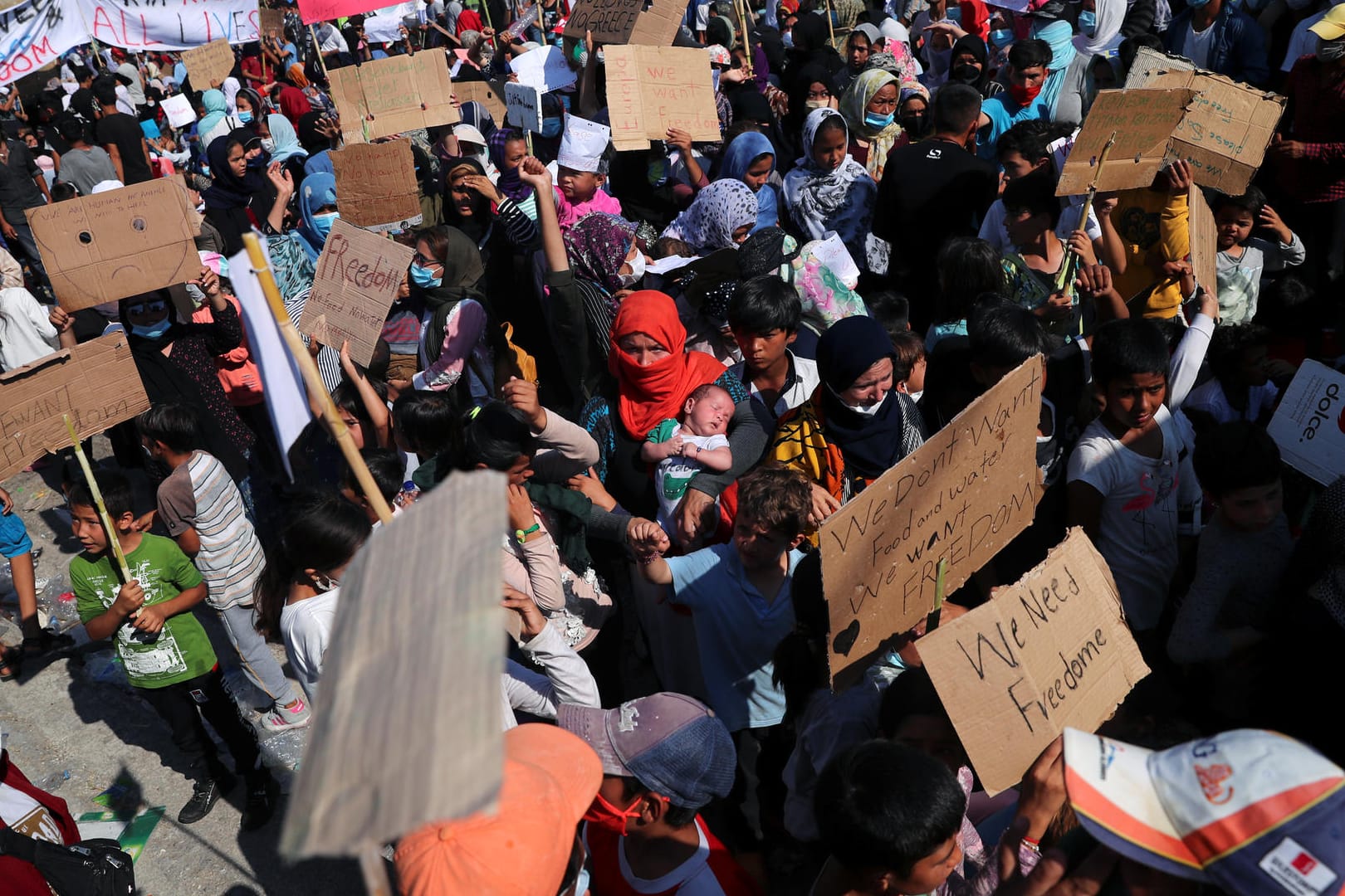 Proteste in Moria: Nach dem Brand im Flüchtlingscamp sind Tausende Menschen obdachlos.