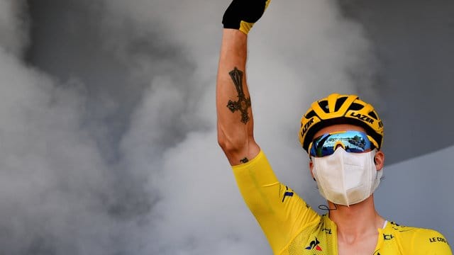 Trägt auch auf der Königsetappe der Tour de France 2020 das Gelbe Trikot: Primoz Roglic. Trägt auch auf der Königsetappe der Tour de France 2020 das Gelbe Trikot: Primoz Roglic.