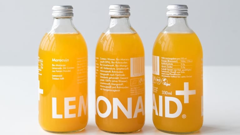 "Lemonaid Maracuja": Statt sieben Prozent hat das Getränk nur einen Zuckergehalt von 5,6 Gramm pro 100 Milliliter.