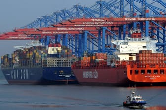 Containerschiffe am Hamburger Hafen (Symbolbild): Die deutsche Wirtschaft erholt sich laut der neusten Konjunkturprognose doch nicht so schnell.