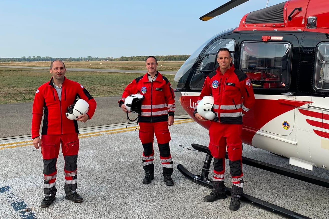 Die Geburtstags-Crew von "Christoph 43": Gilles Kodsi, Sebastian Geißert und Jörn Hötzel.