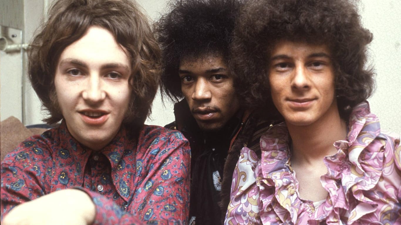 The Jimi Hendrix Experience: Schlagzeuger Mitch Mitchell, Gitarrist Jimi Hendrix und Bassist Noel Redding 1969.