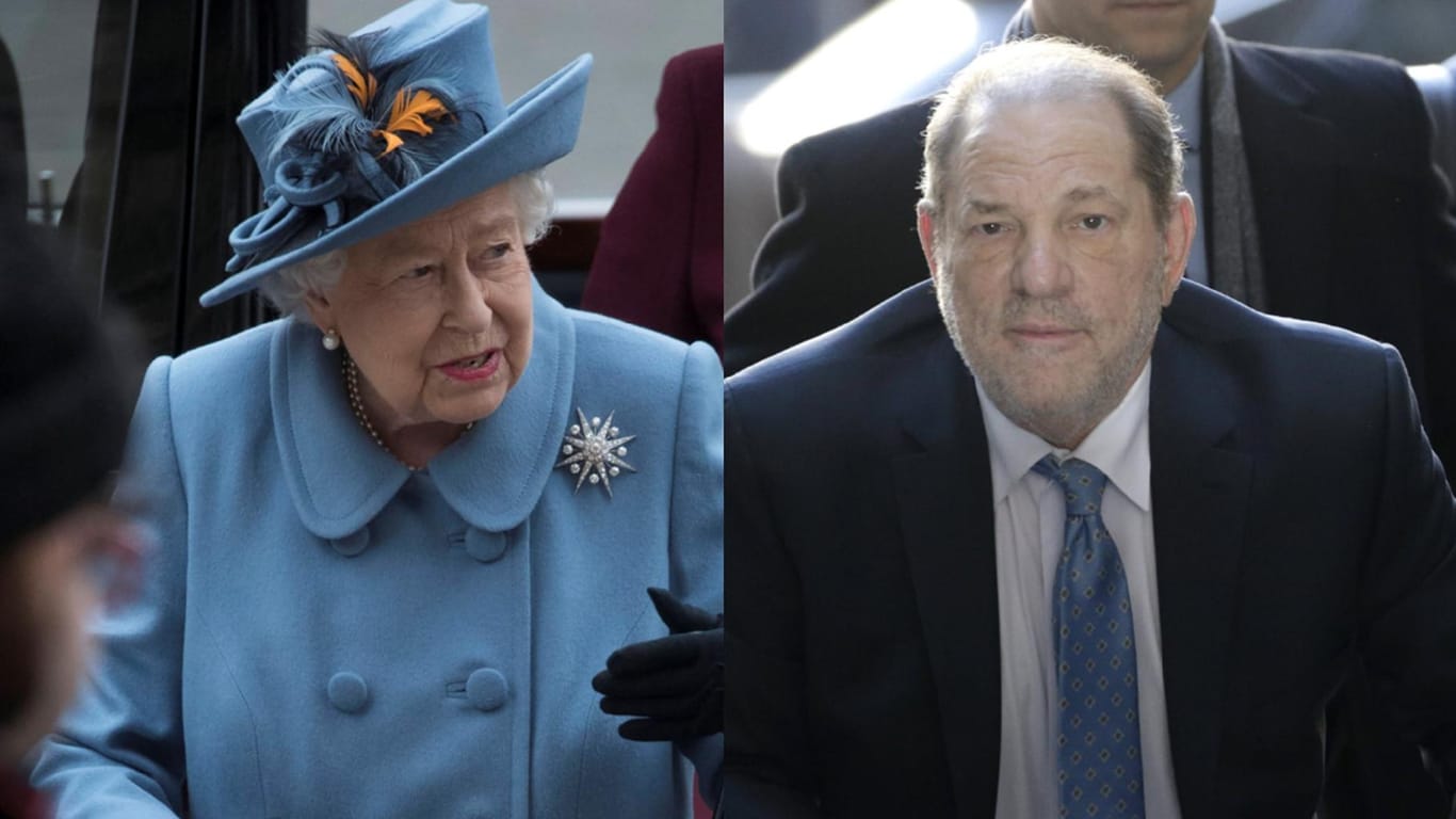 Königin Elizabeth II. und Harvey Weinstein: Die Queen hat den Filmmogul aus dem Ritterstand entlassen.