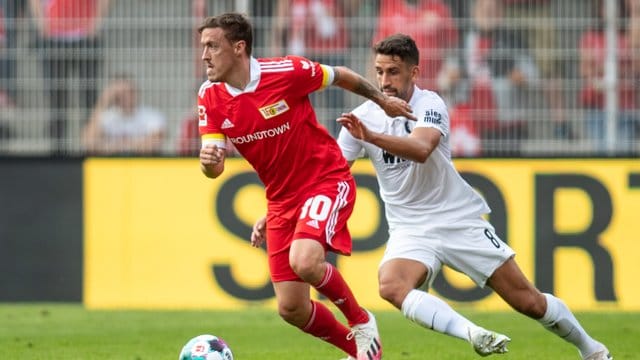 Konnte die Union-Niederlage gegen Augsburg nicht verhindern: Max Kruse (l). Konnte die Union-Niederlage gegen Augsburg nicht verhindern: Max Kruse (l).