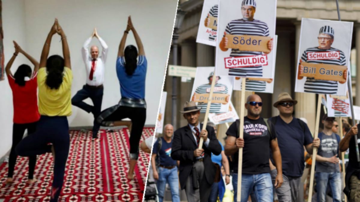 Robby Schlund: Bei der Corona-Demo zeigte der AfD-Abgeordnete sich mit Plakaten als knallharter Richter über die Corona-Maßnahmen, als Anhänger sanfter Medizin ging er auf Ayurveda-Dienstreise.