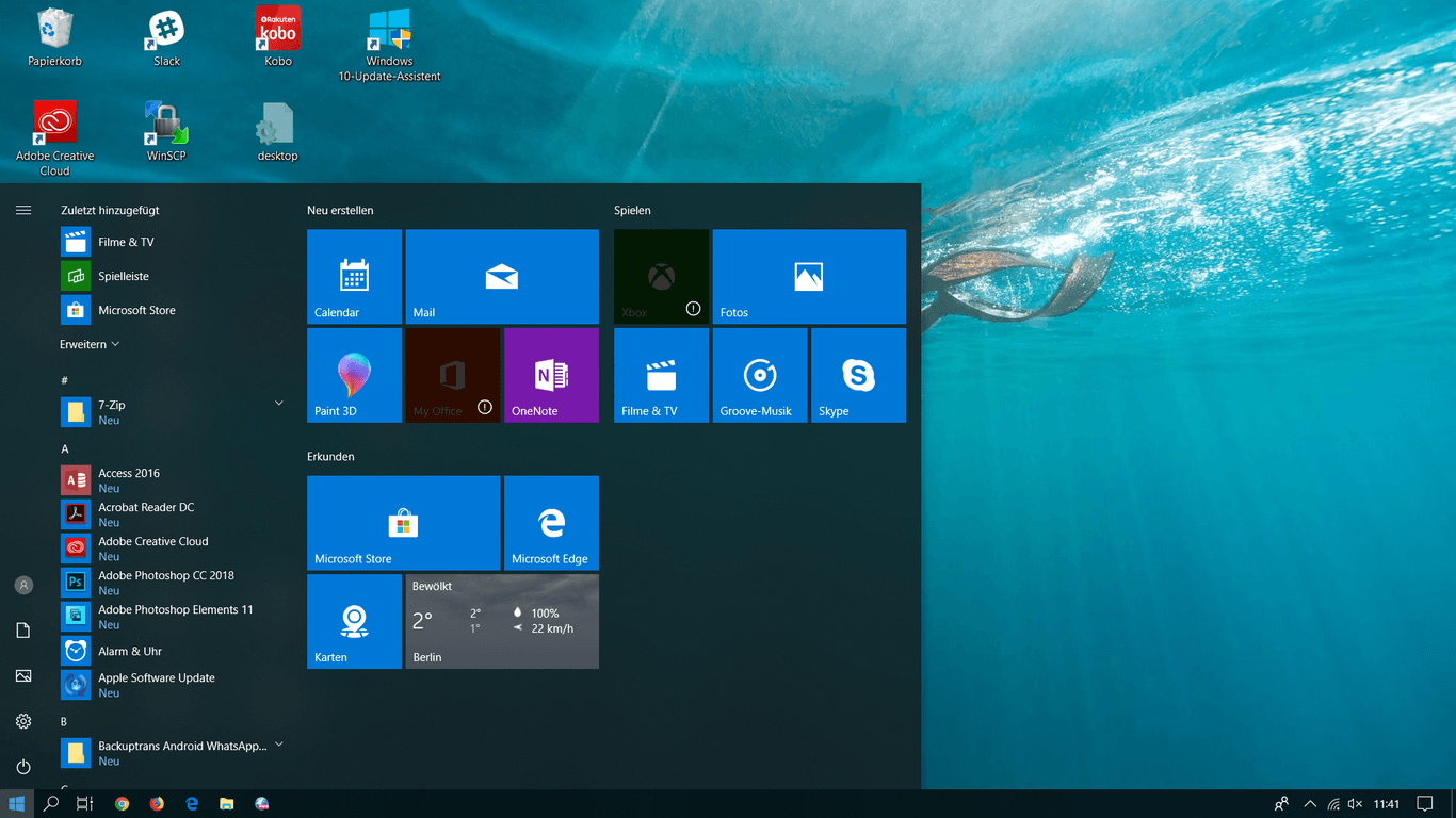 Das Startmenü unter Windows 10 zeigt Kacheln: Es gibt noch ein zweites Menü, das direkten Zugriff auf wichtige Tools und Funktionen bietet.