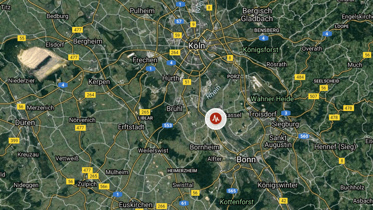 Erdbeben im Raum Köln: Das Epizentrum war zwischen Köln und Bonn.