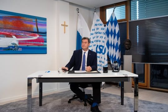 CSU-Chef Markus Söder während des digitalen Parteitags der CSU in München.