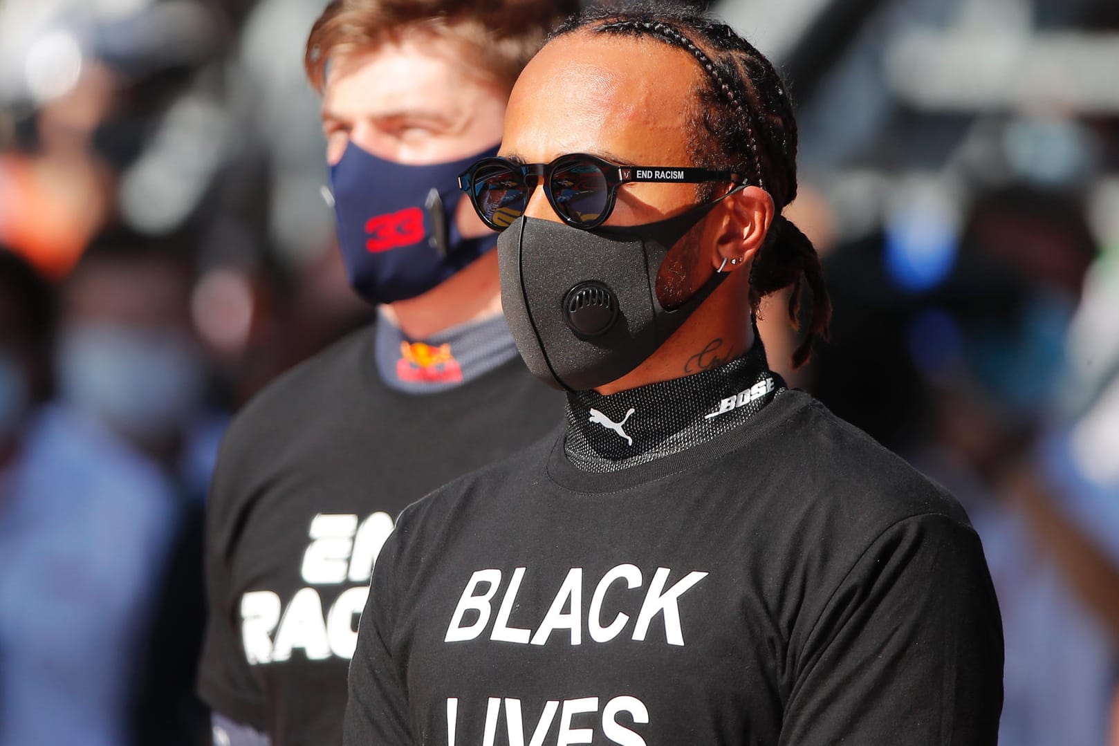 Politisch engagiert: Lewis Hamilton im "Black Lives Matter"-T-Shirt vor dem Rennen in Sotschi.