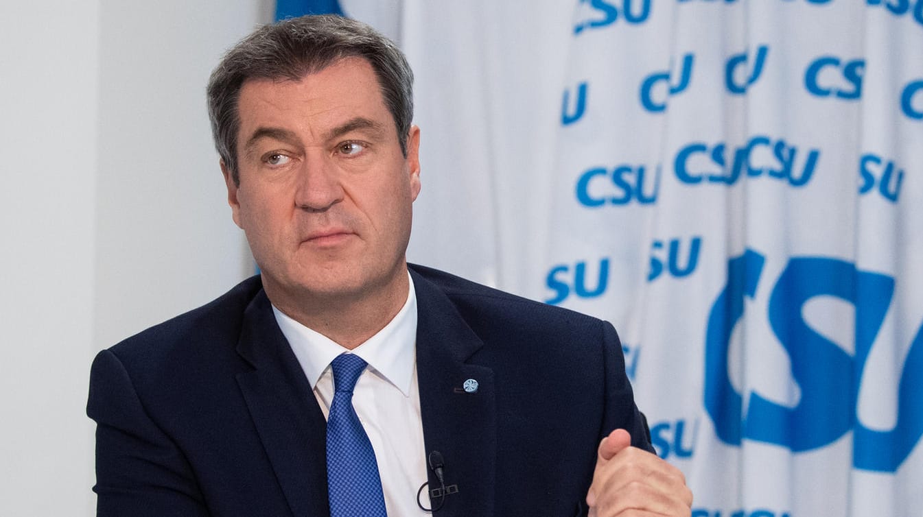 Markus Söder, CSU-Parteivorsitzender und Ministerpräsident von Bayern, beim virtuellen Parteitag.