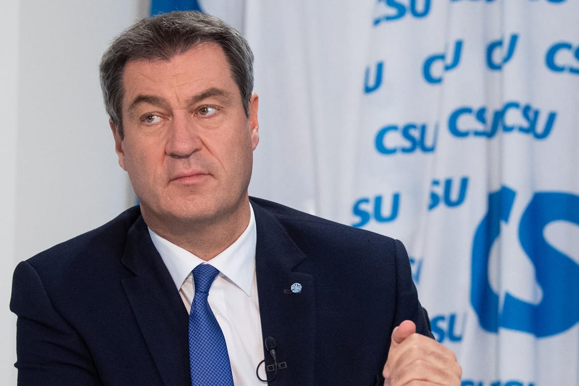 Markus Söder, CSU-Parteivorsitzender und Ministerpräsident von Bayern, beim virtuellen Parteitag.