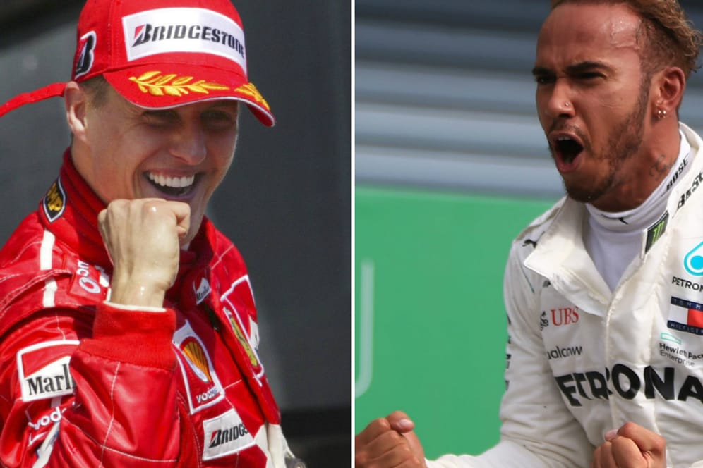 Michael Schumacher (l.) und Lewis Hamilton: Die beiden Formel-1-Riesen machen einige Rekorde unter sich aus.