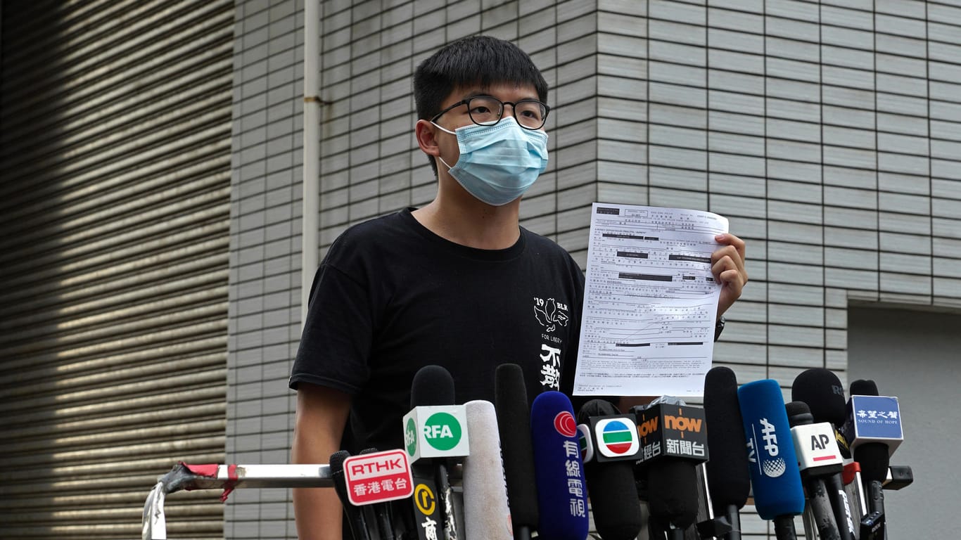 Joshua Wong nach seiner zeitweiligen Festnahme.