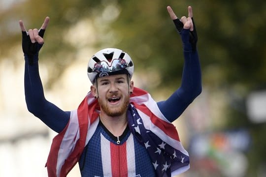 US-Profi Quinn Simmons bei der Straßenrad-WM 2019 in Harrogate.