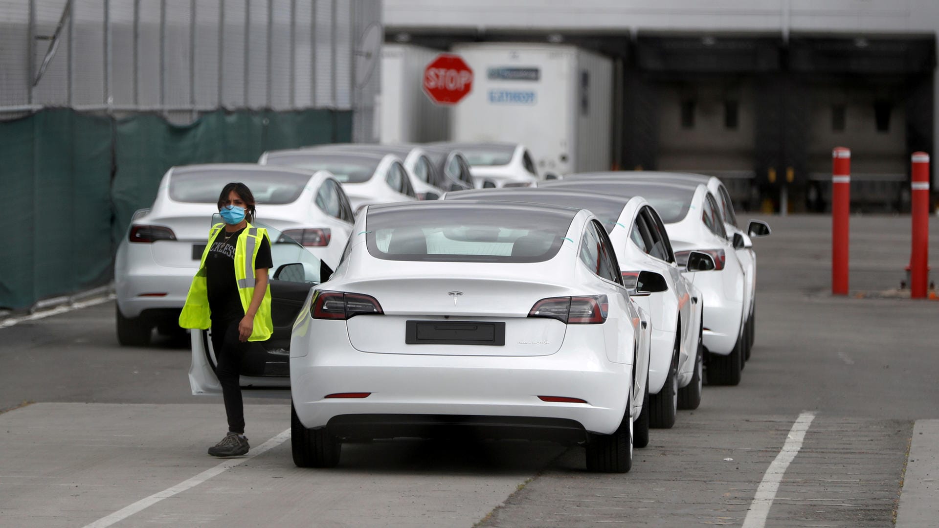 Tesla-Autoproduktion: In Fremont (Kalifornien) wird Teslas günstigstes Fahrzeug Model 3 hergestellt.