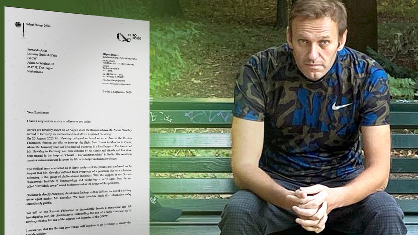 Alexej Nawalny und Deutschlands Brief an die OPCW (Montage): Das Schreiben stammt vom 3. September.