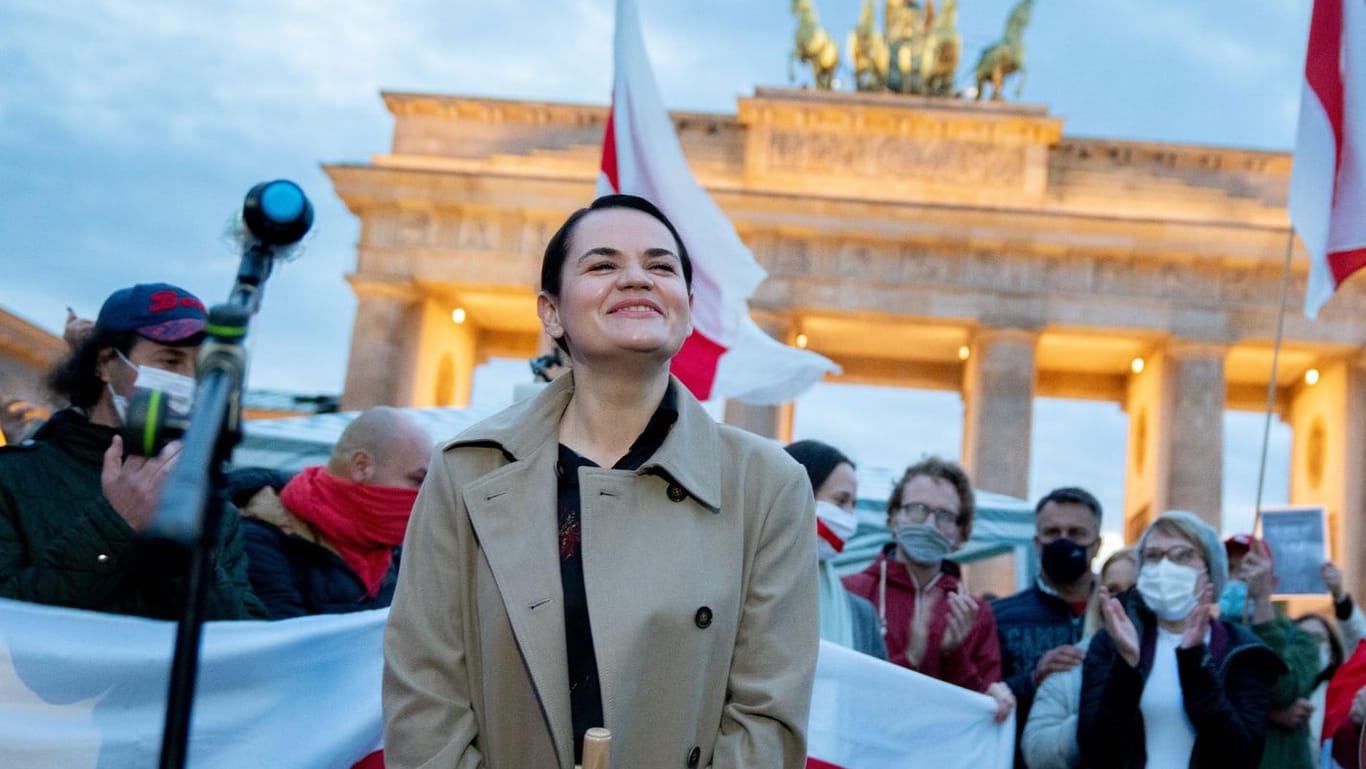 Proteste in Belarus: Die Oppositionsführerin Swetlana Tichanowskaja wirbt in Berlin um Unterstützung.