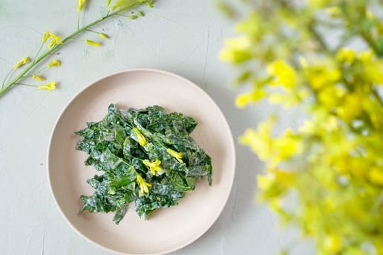 Krautsalat aus Kohlrabi-Blättern, die sonst in der Tonne landen würden - das Rezept stammt vom Foodblog "Ye Old Kitchen".