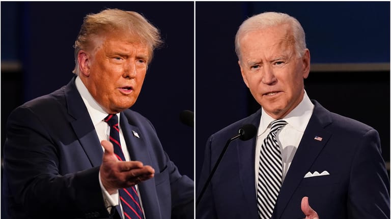 Donald Trump und der demokratische Gegenkandidat Joe Biden bei dem vergangenen TV-Duell: Zwei Tage später wurde die Coronavirus-Infektion des US-Präsidenten bekannt. (Archivbild)