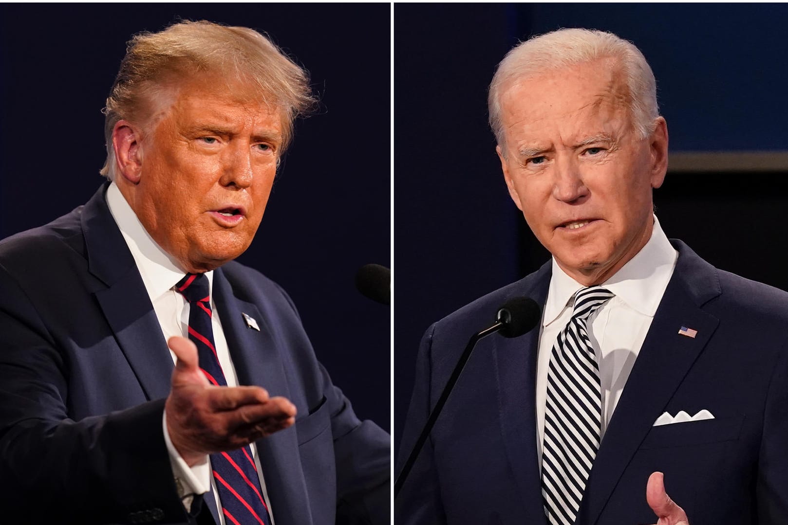 Donald Trump und der demokratische Gegenkandidat Joe Biden bei dem vergangenen TV-Duell: Zwei Tage später wurde die Coronavirus-Infektion des US-Präsidenten bekannt. (Archivbild)