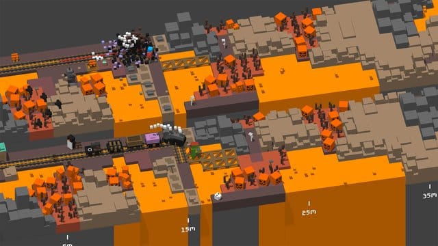 In "Unrailed!" rollt der Zug einfach immer weiter - ganz egal ob es Gleise gibt oder nicht. In "Unrailed!" rollt der Zug einfach immer weiter - ganz egal ob es Gleise gibt oder nicht.