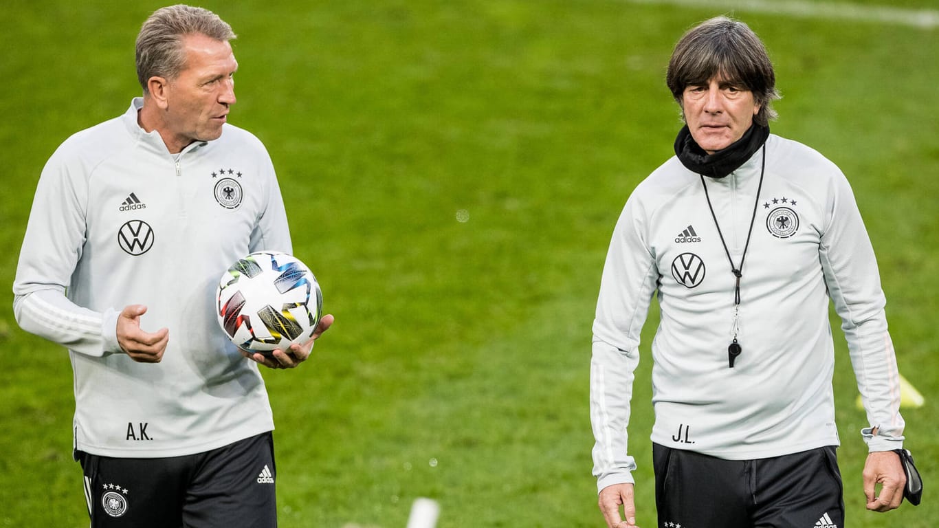 Partie am Mittwoch: Joachim Löw (r.) und sein Torwarttrainer Andreas Köpke hoffen gegen die Schweiz auf den zweiten DFB-Sieg in Folgen.
