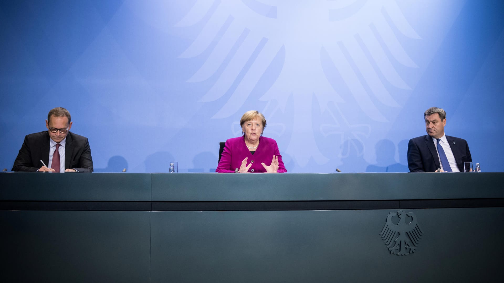 Michael Müller (v.l.), Angela Merkel und Markus Söder.