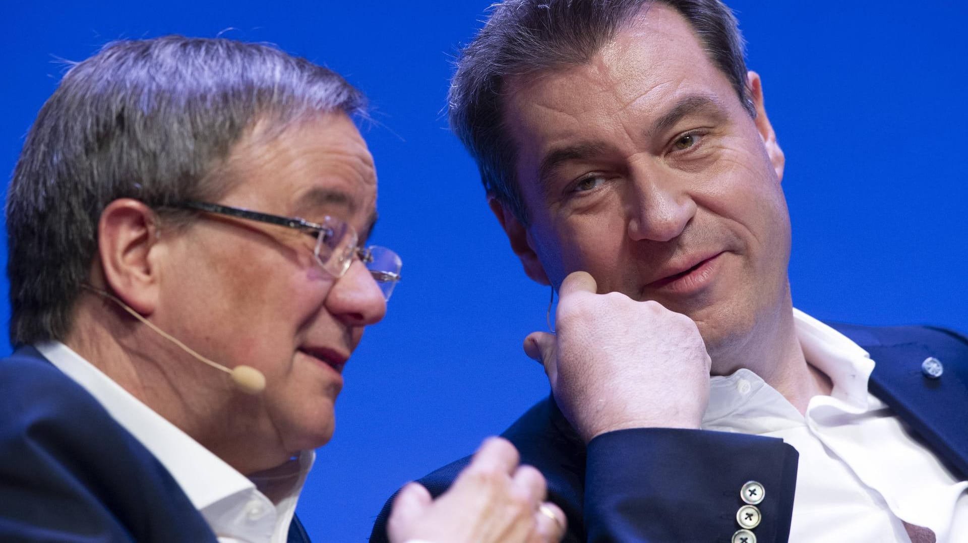 Armin Laschet (l., CDU) und Markus Söder (CSU): In Umfragen zur Kanzlerkandidatur der Union liegt Bayerns Ministerpräsident Söder noch immer vorn.