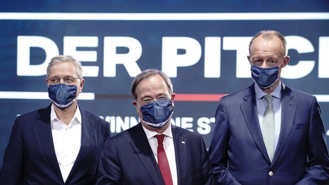 Norbert Röttgen, Armin Laschet und Friedrich Merz (v.l.n.r.): Die drei Kandidaten für den Bundesvorsitz der CDU stellen sich am Abend online der Basis.