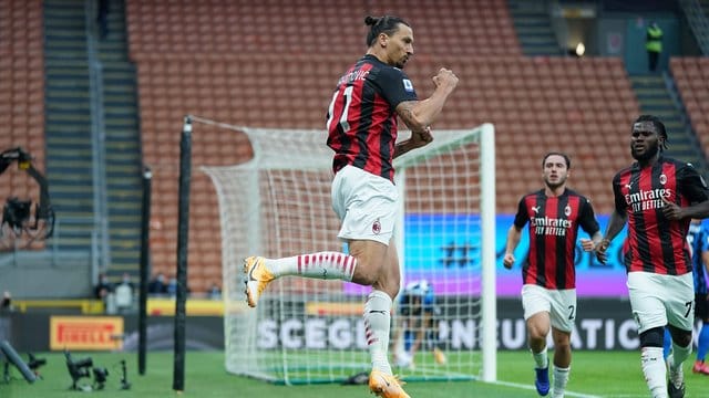 Obenauf im Mailänder Stadtderby: Milan-Matchwinner Zlatan Ibrahimovic. Obenauf im Mailänder Stadtderby: Milan-Matchwinner Zlatan Ibrahimovic.