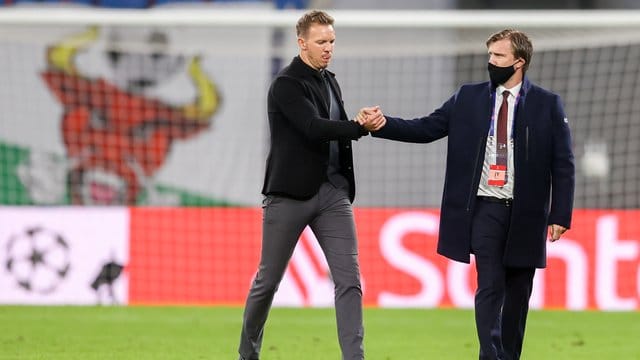 Trainer Julian Nagelsmann (l) und Sportdirektor Markus Krösche Trainer Julian Nagelsmann (l) und Sportdirektor Markus Krösche