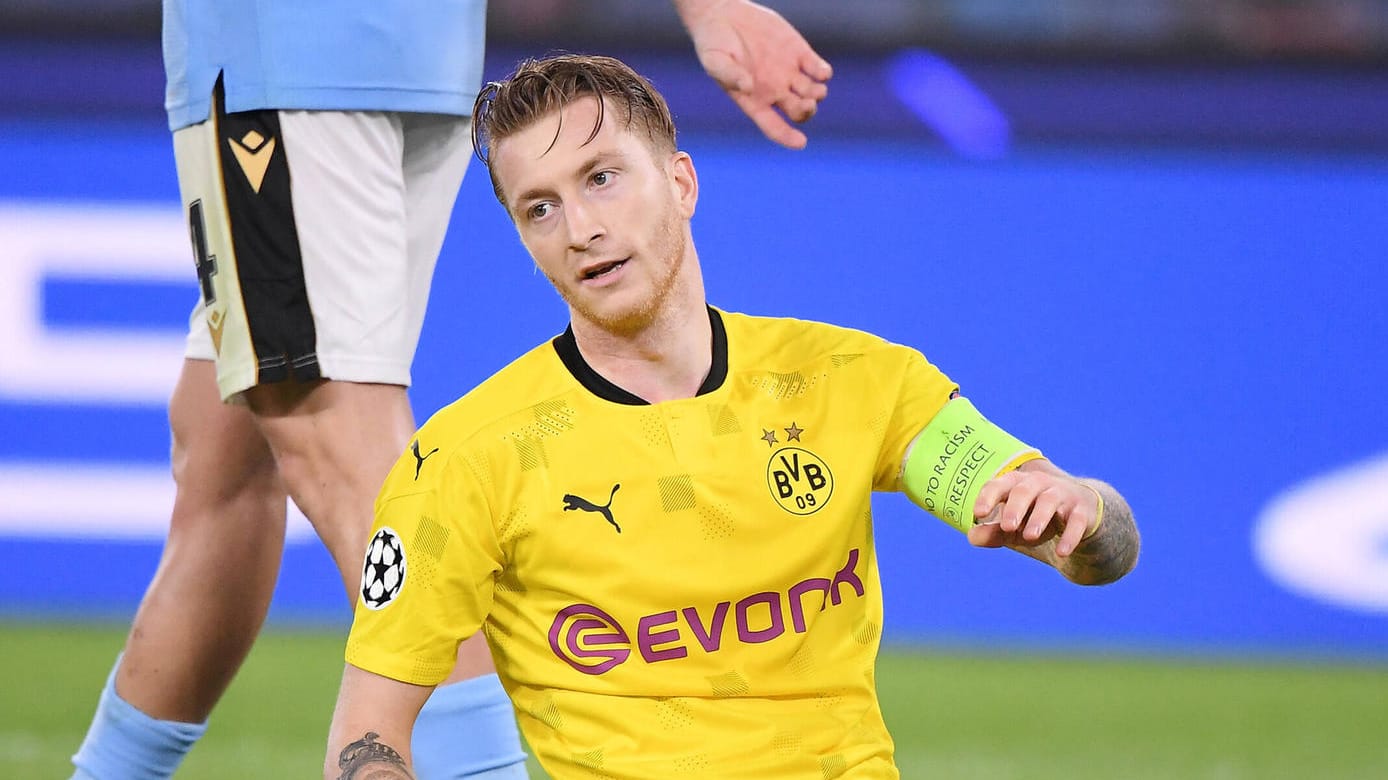 Am Boden: BVB-Kapitän Marco Reus konnte die klare Niederlage gegen Lazio Rom nicht abwenden.