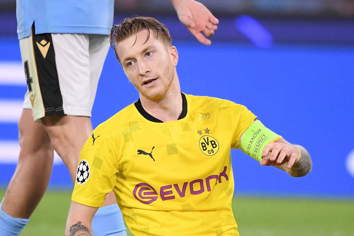 Am Boden: BVB-Kapitän Marco Reus konnte die klare Niederlage gegen Lazio Rom nicht abwenden.