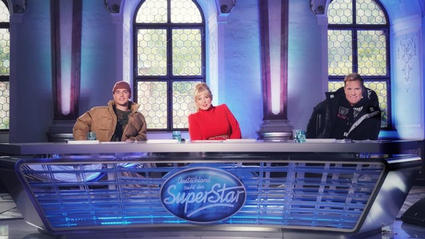 Die Jury von "Deutschland sucht den Superstar": Mike Singer (l-r), Maite Kelly und Dieter Bohlen.