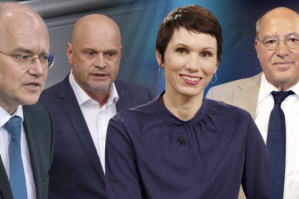 Zählen zu den Topverdienern im Bundestag, von links: Sebastian Brehm (CDU), Enrico Komning (AfD), Judith Skudelny (FDP) und Gregor Gysi (Linke).