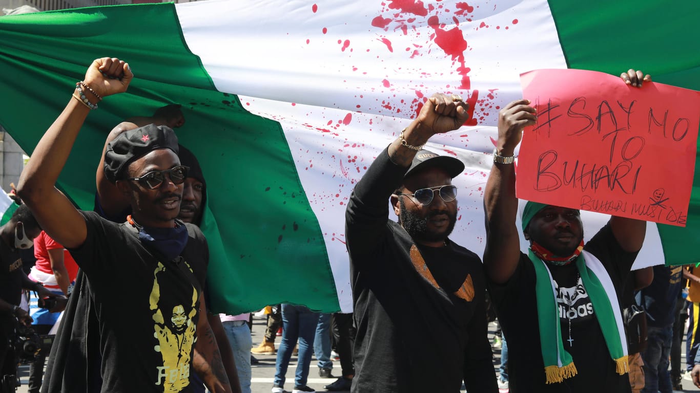 Demonstranten in Südafrika: Die Gewalt in Lagos löste weltweit eine Welle der Empörung aus.