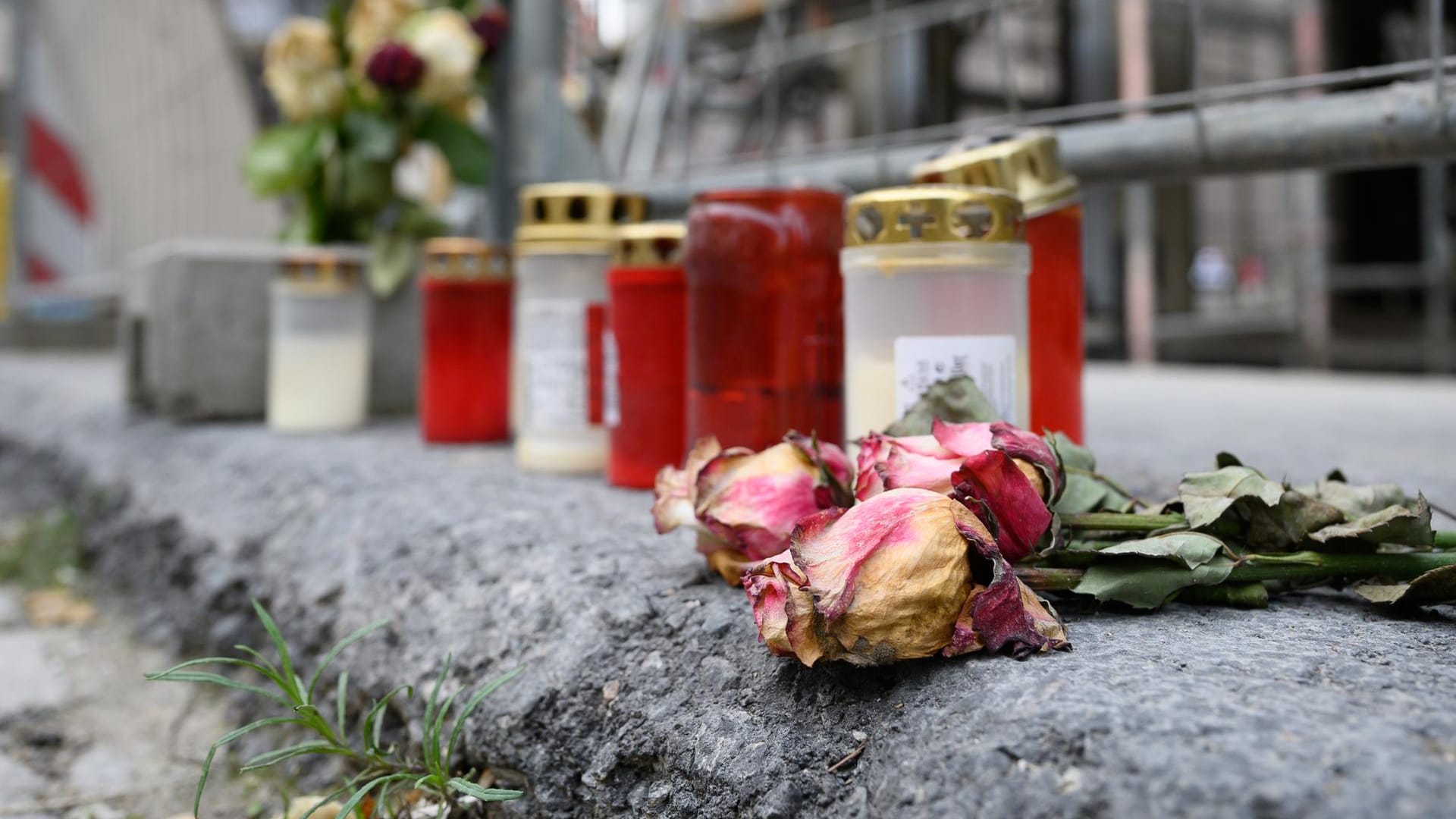 Blumen und Kerzen stehen an dem Ort der tödlichen Messerattacke in Dresden: Es mehrt sich die Kritik an den Behörden.