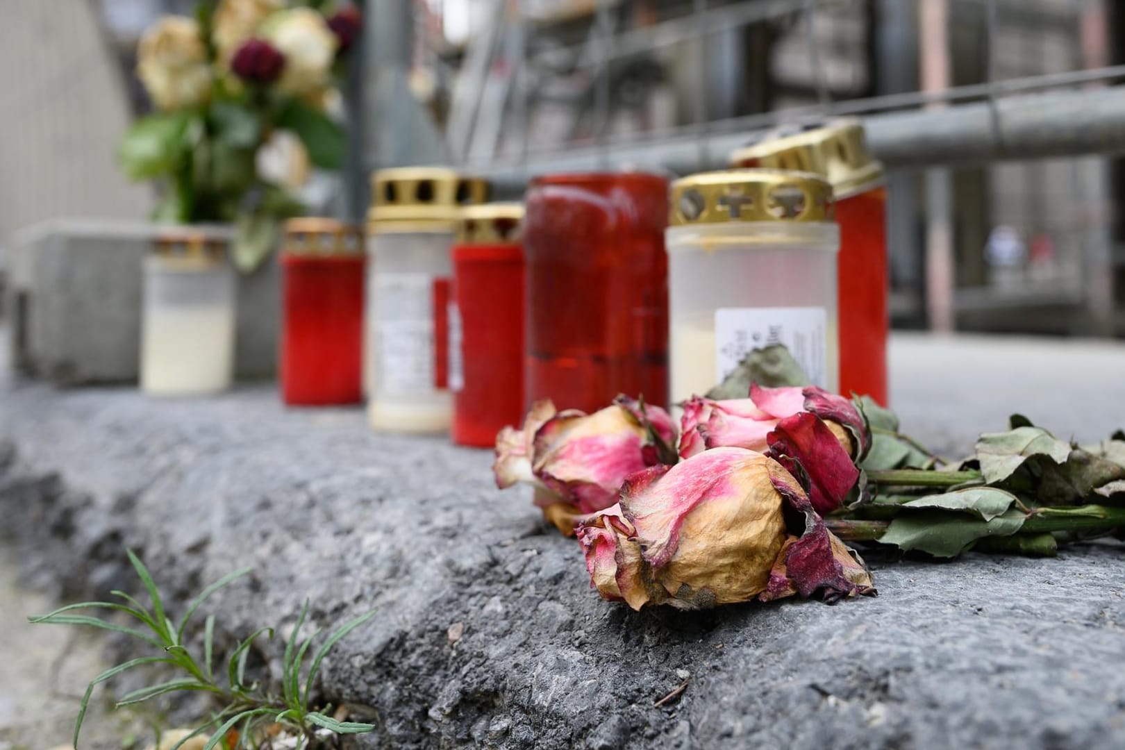 Blumen und Kerzen stehen an dem Ort der tödlichen Messerattacke in Dresden: Es mehrt sich die Kritik an den Behörden.