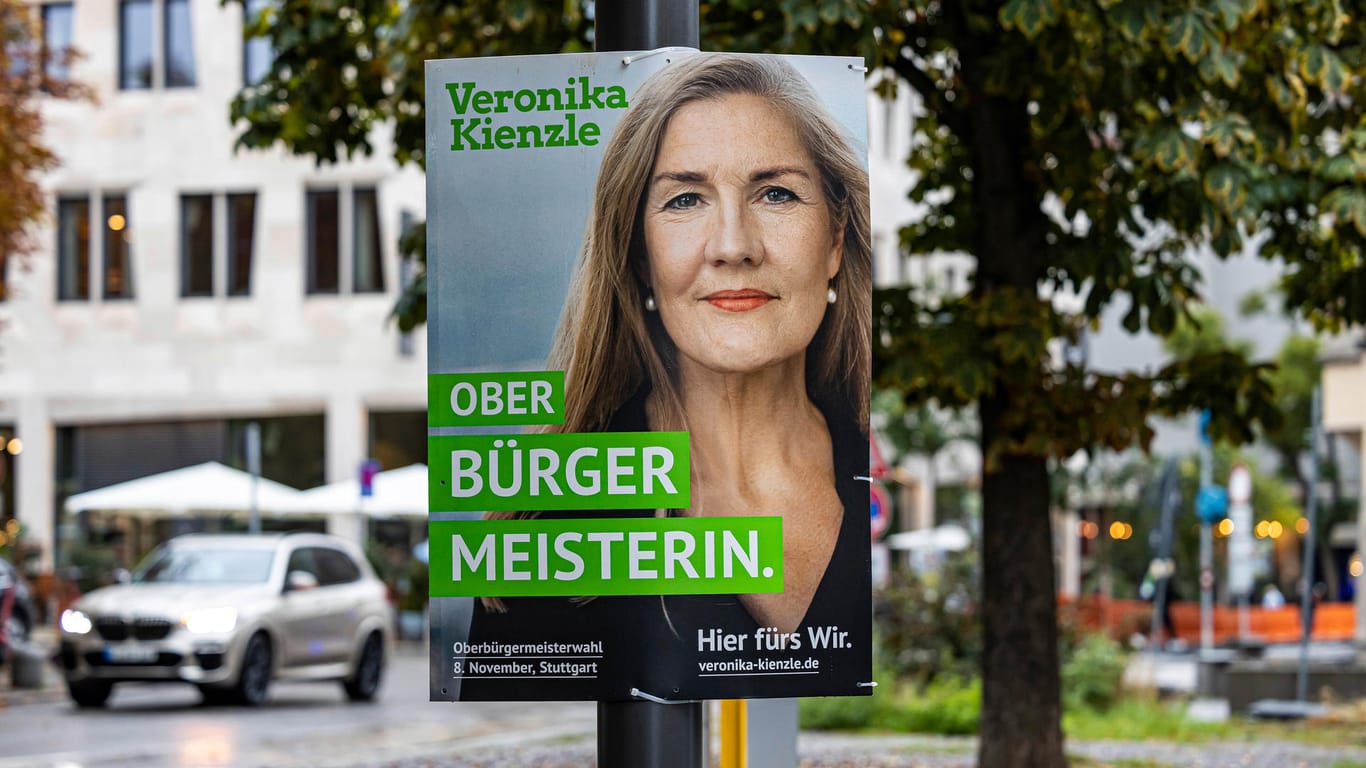 Ein Wahlplakat der Grünen-Kandidatin Veronika Kienzle: Sie fordert: Klimaneutralität bis 2038 – nicht erst 2050.