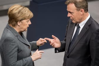 Bundeskanzlerin Angela Merkel (CDU) und der damalige SPD-Fraktionschef Thomas Oppermann: "Ich habe ihn über viele Jahre als verlässlichen und fairen Partner geschätzt".